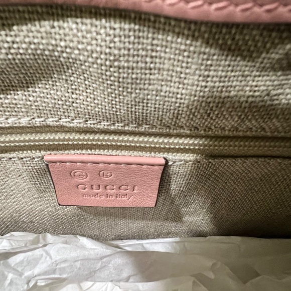 Gucci Guccissima Zip Top Handbag Purse Pink Gg Leather Shoulder Bag - Picture 8 of 16